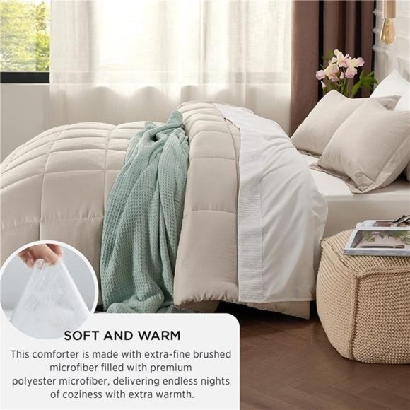 Queen Comforter Sets - Sand Basket Weave Pattern Down Alternative Comforter Sets - Picture 3 of 6